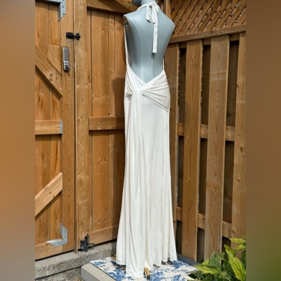 🆕 RAT & BOA 🧿 NWOT Winona White Slinky Cowl Neck Jersey Gown, Sz L - Picture 7 of 16